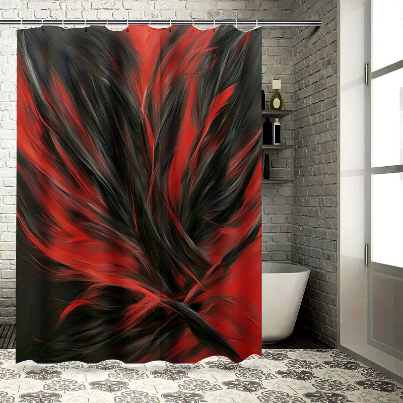 Home Bathroom Ideas - Kırmızı ve Siyah Soyut Baskı Banyo