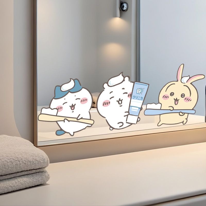 Home Bathroom Mirror - Sıcak Chiikawa Ayna Çıkartmaları Güçlü Yapışkanlı