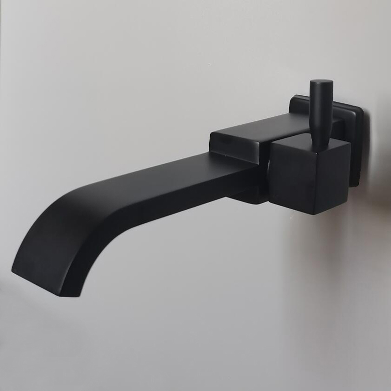 Basin Mixer Tap - Pirinç Soğuk siyah Su Musluk, Duvara