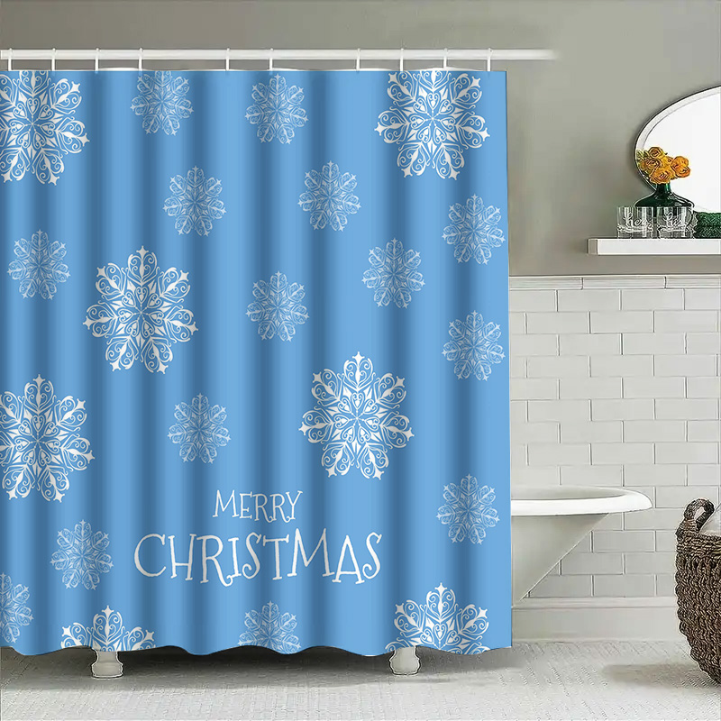 Home Bathroom Ideas - Noel Duş Perdesi Kar Tanesi Mavi