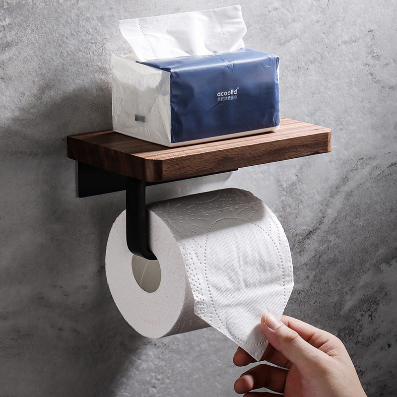 Home Bathroom Towel Dispenser - Masif ahşap kağıt mendil tutucu hiçbir