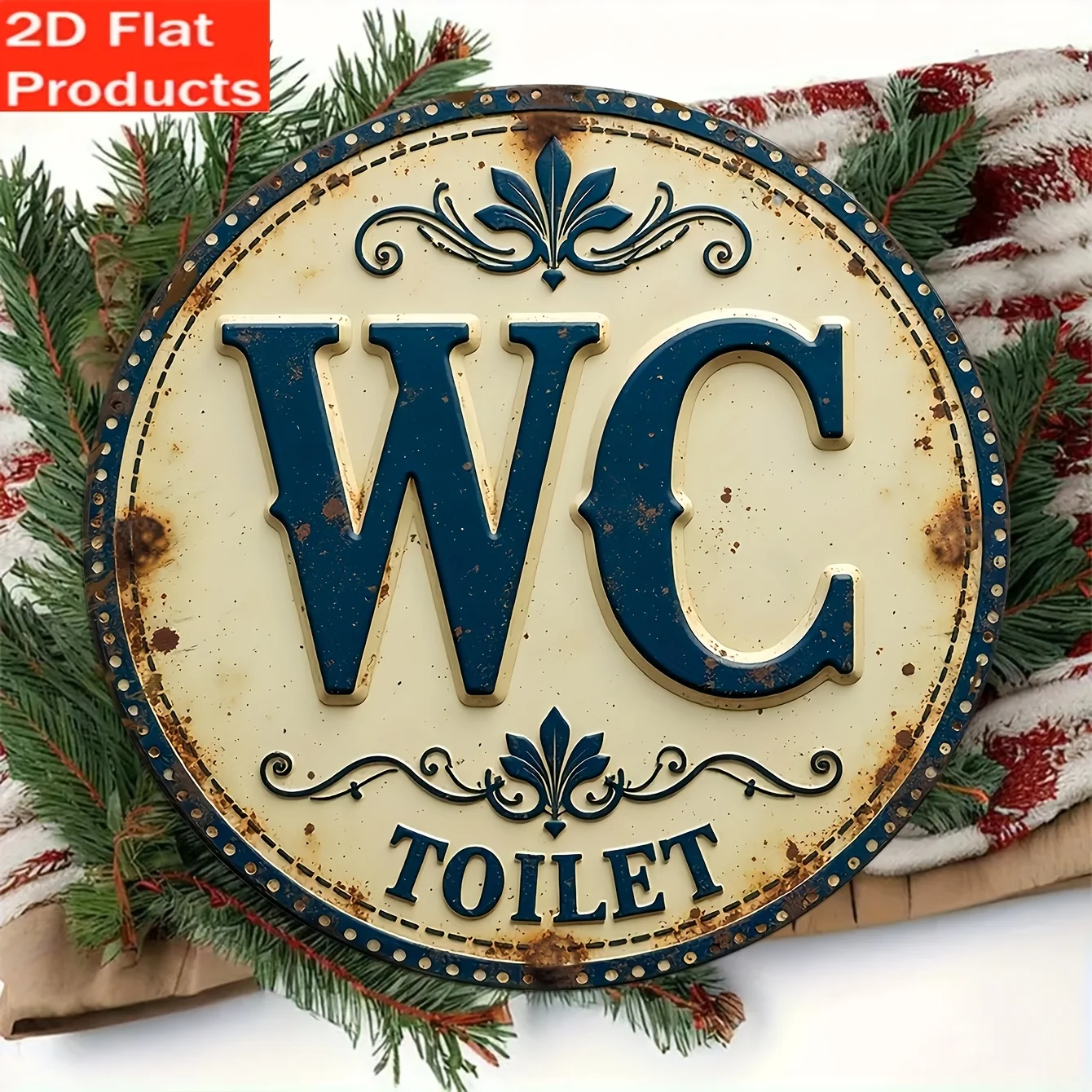 Home Of The Year Bathroom - Retro ahşap banyo tabelası, ev, kafe,