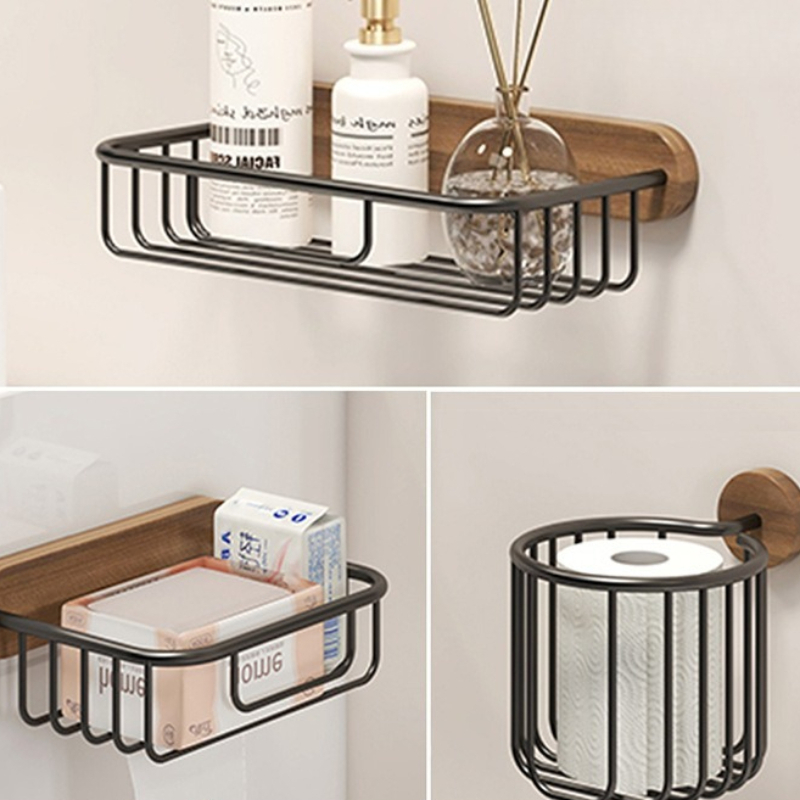 Home Bathroom Paper Towel Holder - Masif ahşap doku tutucu sondaj olmadan