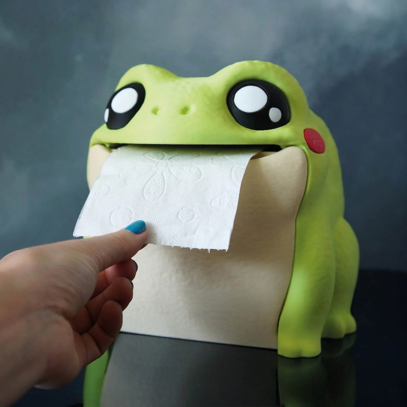 Home Bathroom Towel Dispenser - Komik Kurbağa Doku Kutusu Taşınabilir Kağıt