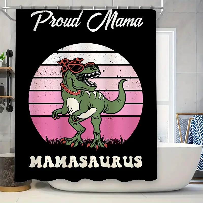 Home Bathroom Ideas - Şık Mama Dinozor Duş Perdesi Sevimli