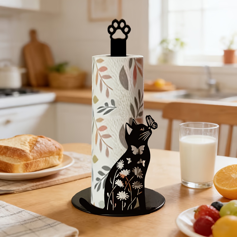 Home Bathroom Paper Towel Holder - 1 Adet 2D Düz Sevimli Siyah