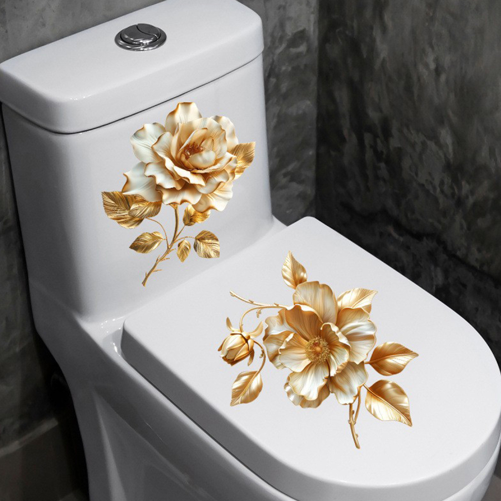 Home Of The Year Bathroom - 2 adet çiçekli tuvalet çıkartmaları banyo