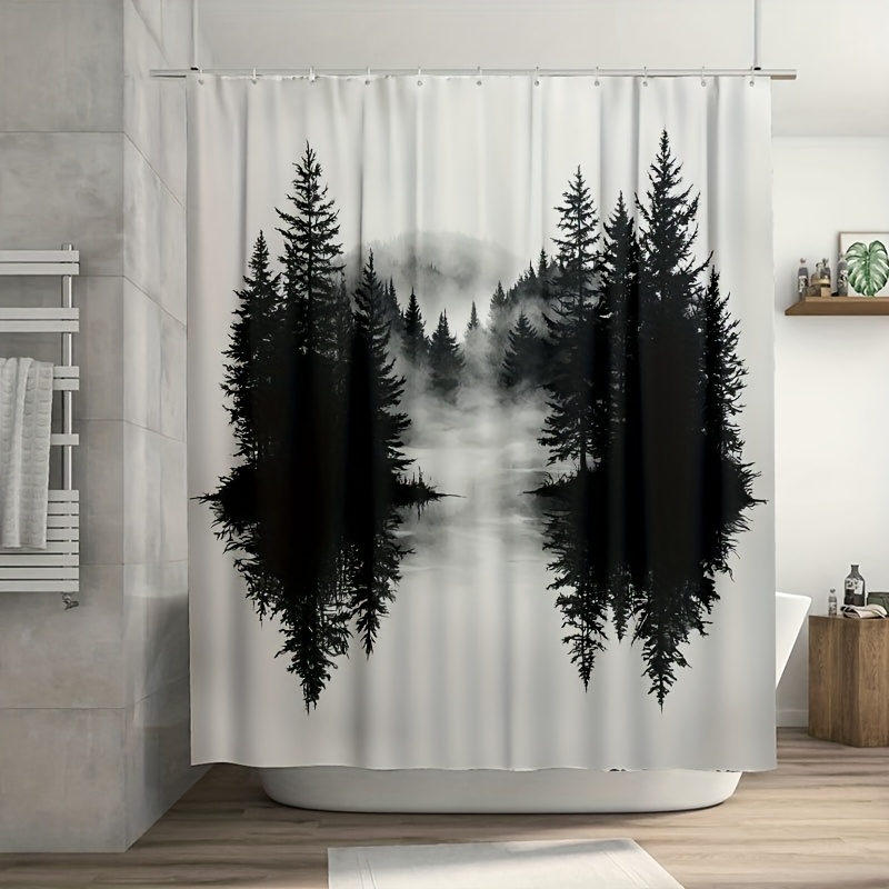 Home Bathroom Ideas - Puslu Orman Ormanlık Alan Duş Perdesi