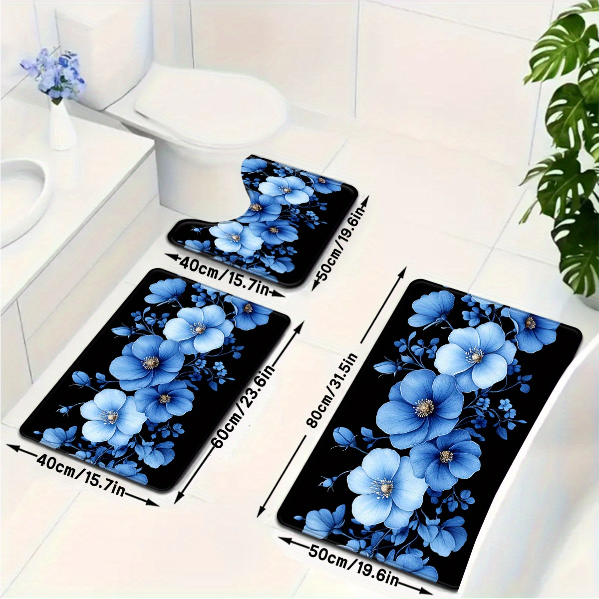 Mavi Çiçek Desenli Banyo Paspa - Home Made Bathroom Vanity incelemesi ve fiyatı