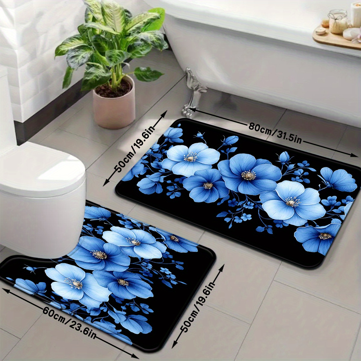 Mavi Çiçek Desenli Banyo Paspa - Home Made Bathroom Vanity incelemesi ve fiyatı