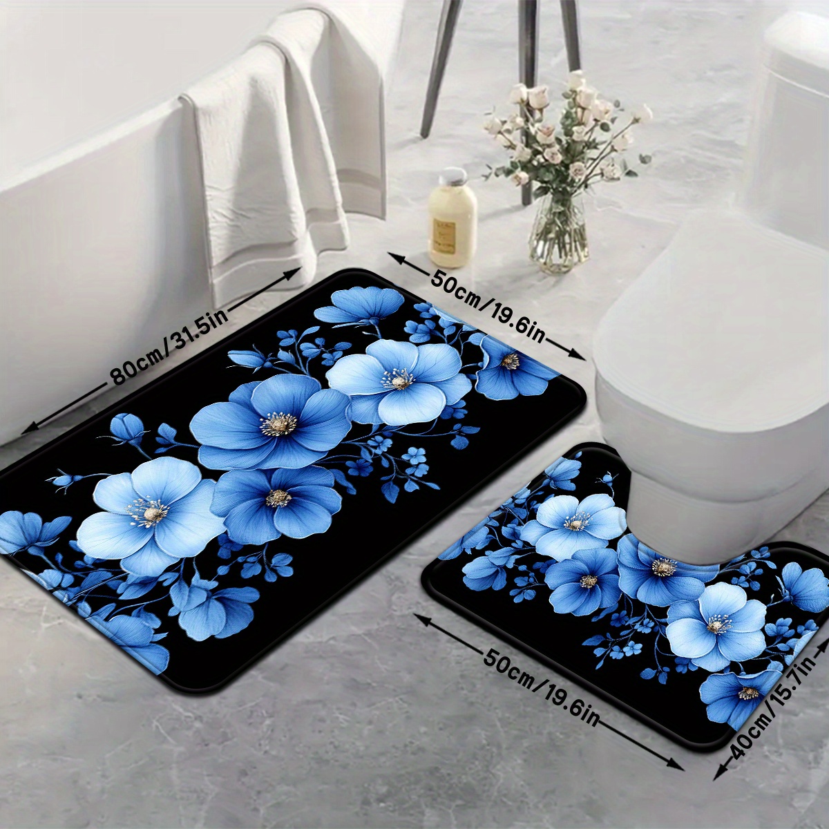 Mavi Çiçek Desenli Banyo Paspa - Home Made Bathroom Vanity incelemesi ve fiyatı