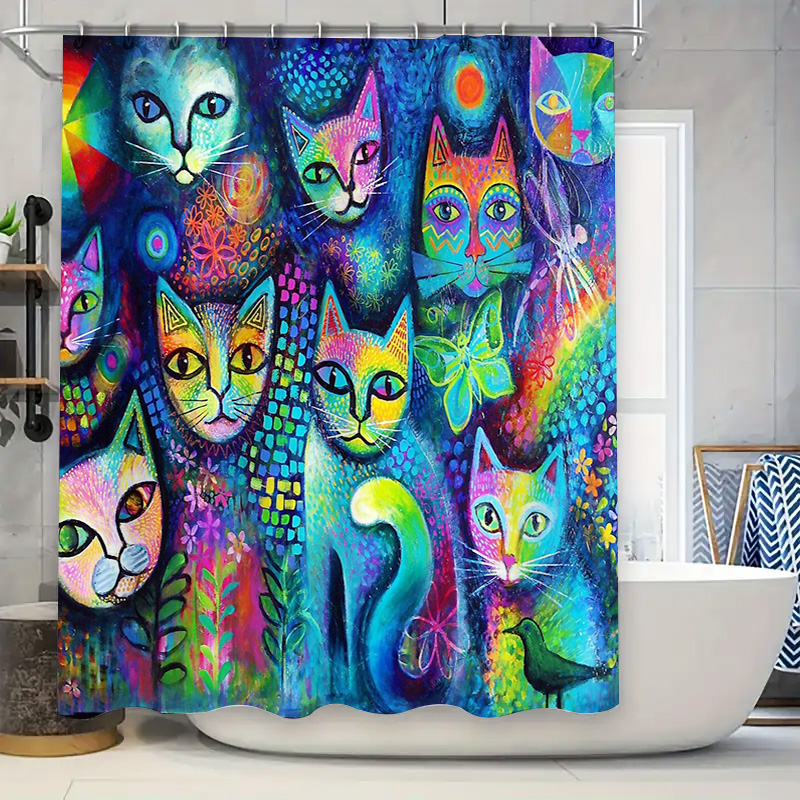 Kedi Duş Perdesi Sanatsal Hayv - Home Bathroom Ideas incelemesi ve fiyatı