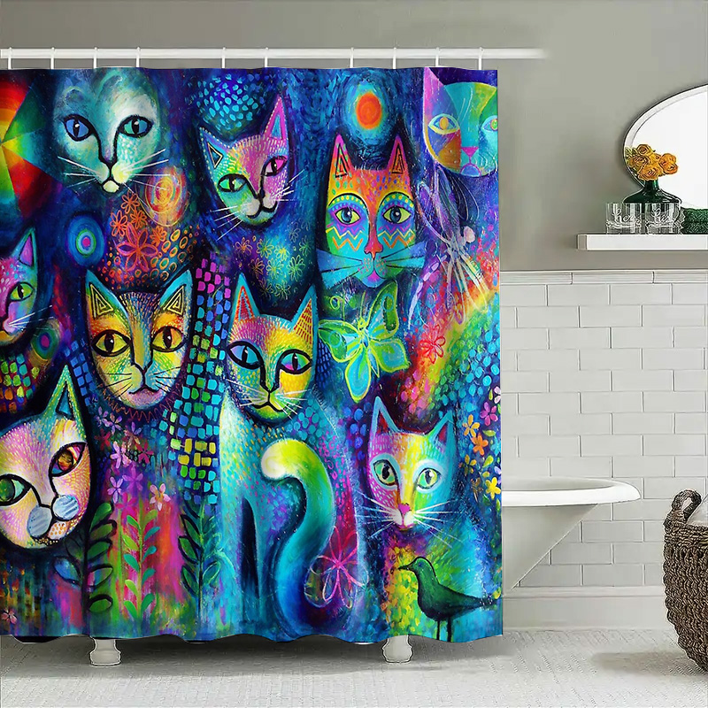 Kedi Duş Perdesi Sanatsal Hayv - Home Bathroom Ideas incelemesi ve fiyatı
