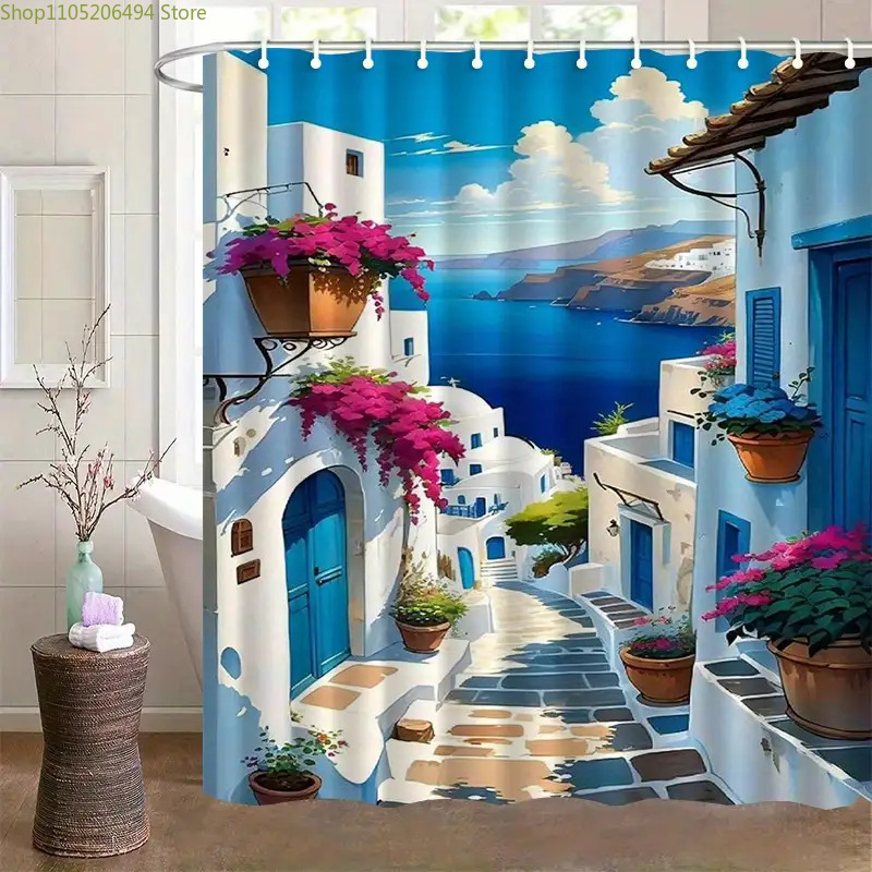 Santorini Yunan Adası Duş Perd - Home Bathroom Ideas incelemesi ve fiyatı