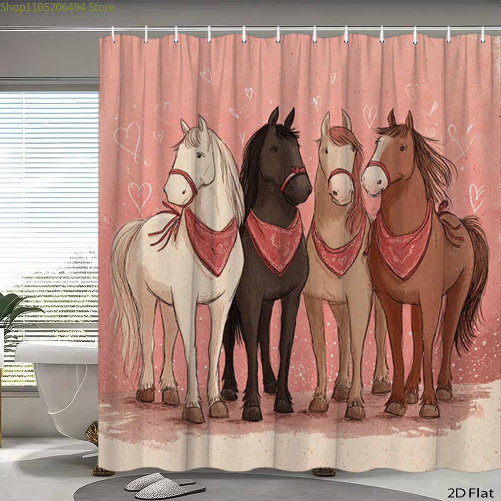 Sevimli Atlar Duş Perdesi, Kar - Home Bathroom Ideas incelemesi ve fiyatı