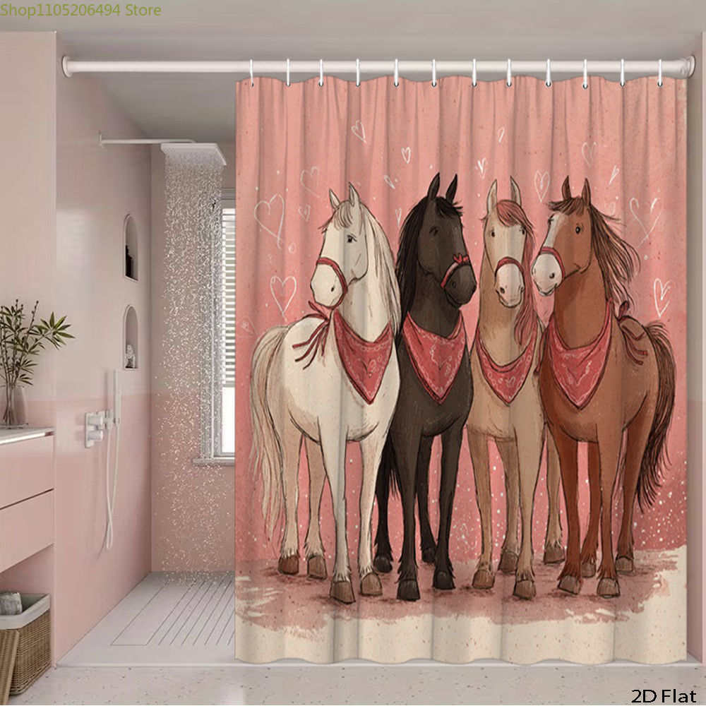 Sevimli Atlar Duş Perdesi, Kar - Home Bathroom Ideas incelemesi ve fiyatı